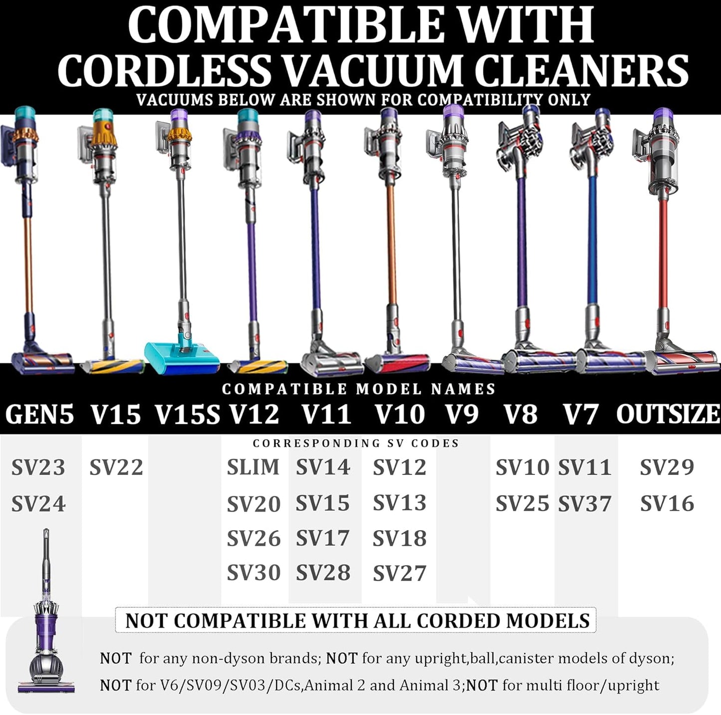 Attachment Kits for Dyson Vacuum Cleaner,Hose,Crevice Tool,Dryer Lint Vac Attachment for Dyson V15 V15s V11 V8 V9 V7 V10 V12 Detect Cyclone Absolute Cordless Handheld Vacuum Cleaner