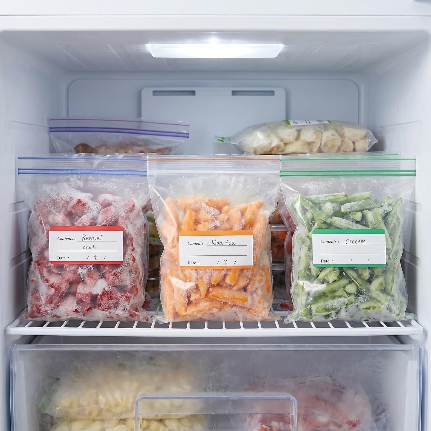 SHOWERORO 100pcs Removable Food Storage Labels for Jars and Containers, Self Adhesive Paper Material with Abrasion-Resistant Surface, Easy Peel Date Labels for Meal Prep and Kitchen