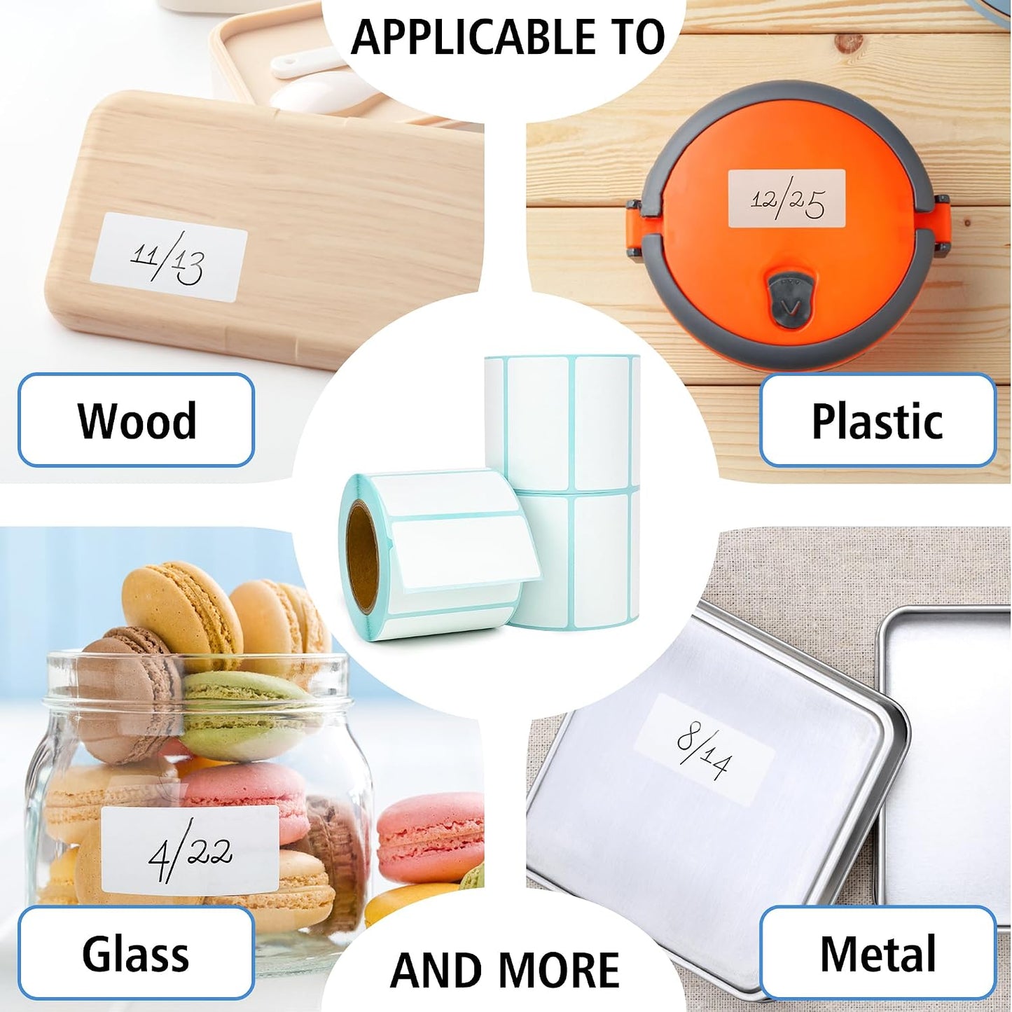 THEBLUETOUCH 350（1 Rolls） Dissolvable Food Labels with Dispenser, 1" x 2" | BPA-Free Water Dissolving Labels, No Residue, Ideal for Freezer Meal Prep Containers, Glass Jars & Storage Bags