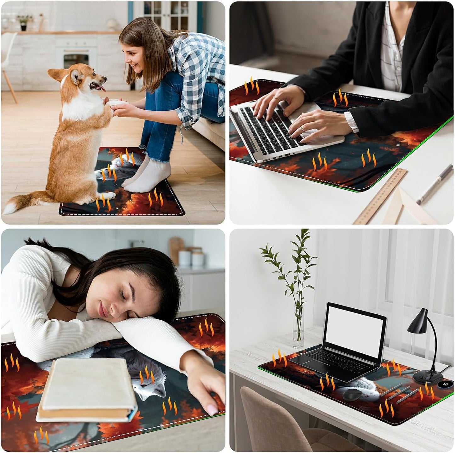 Heated Desk Pad Heated Large Mouse Pad, Electric Quickly Warm Desk Mat with 3 Levels Heating 3 Hours Auto Shut-Off, 31.5" x 13" Warm Gaming Mousepad Hand Foot Warmer, Baby Elephant