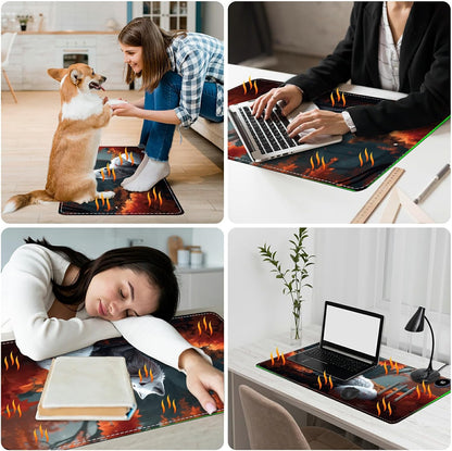 Heated Desk Pad Heated Large Mouse Pad, Electric Quickly Warm Desk Mat with 3 Levels Heating 3 Hours Auto Shut-Off, 31.5" x 13" Warm Gaming Mousepad Hand Foot Warmer, Baby Elephant
