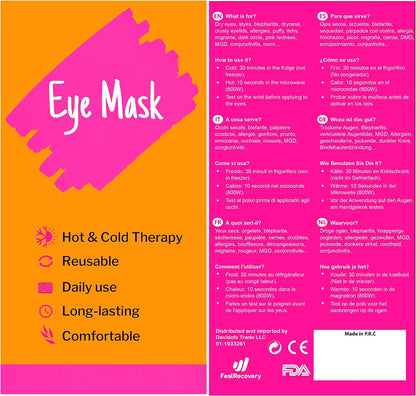 Cooling Gel Eye Mask for Puffy Eyes (8x4 in) - Reusable Cold Compress Pack for Dry Eyes, Tired Eyes, Headaches, Dark Circles - Flexible Golden Gel Beads Hot & Cold Therapy