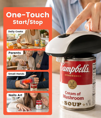 Newise Electric Can Opener, One Touch Automatic Can Openers with Smooth Edge Side Cut, Rechargeable with Magnetic Lid Remover, Hands-Free for Seniors with Arthritis, Kitchen Gadgets Fits Most Cans