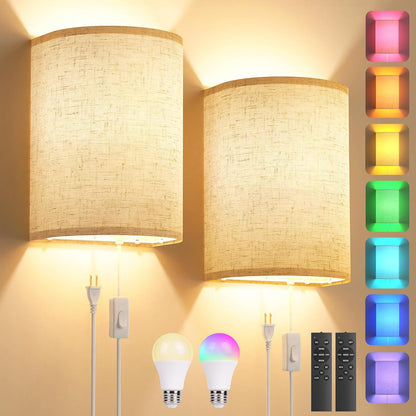 Battery Operated Rechargeable Wall Sconce Set of Two with 10000mAh Battery