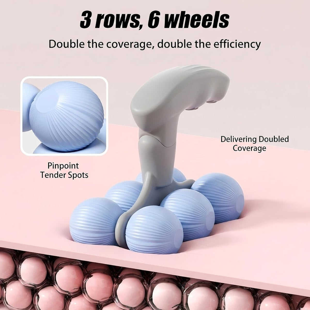 6-Wheel Handheld Massage Roller for Muscle Pain Relief (Blue)