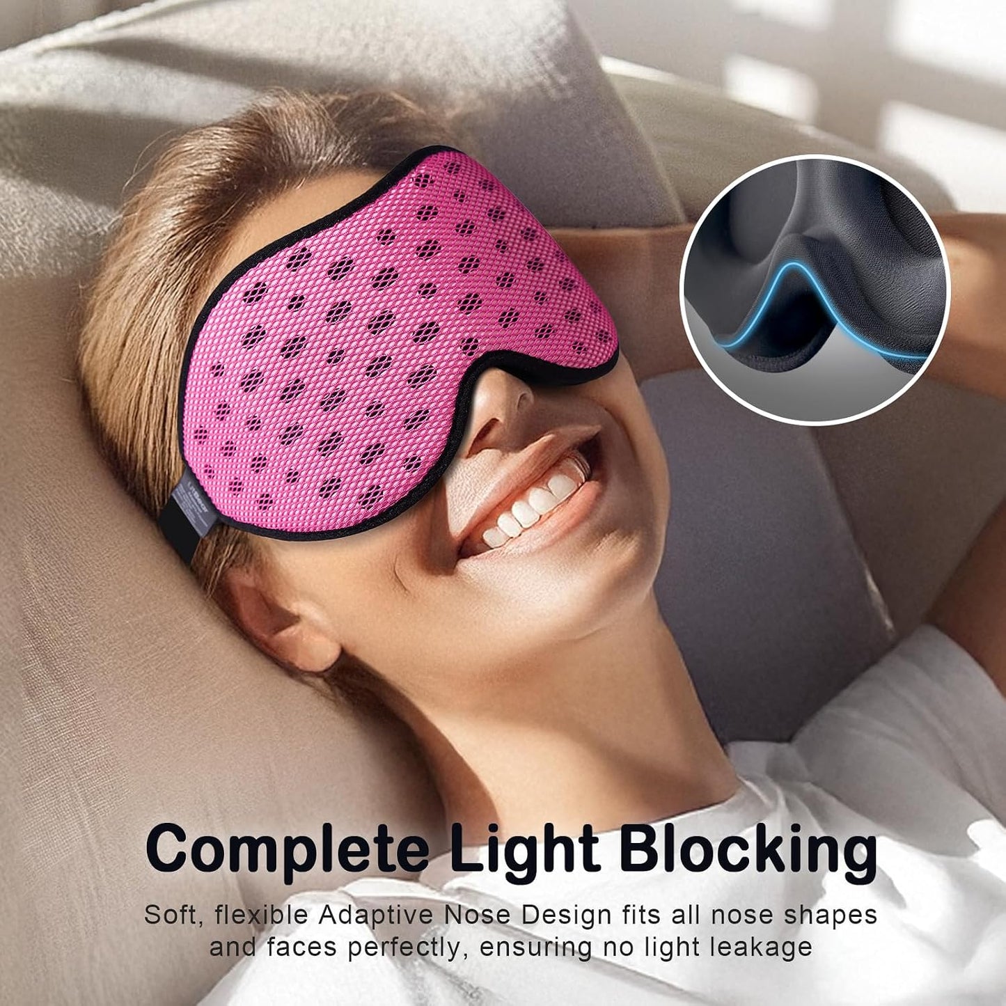 LitBear Breathable Sleep Mask, 3D Eye Mask Sleep for Side Sleepers Women Men