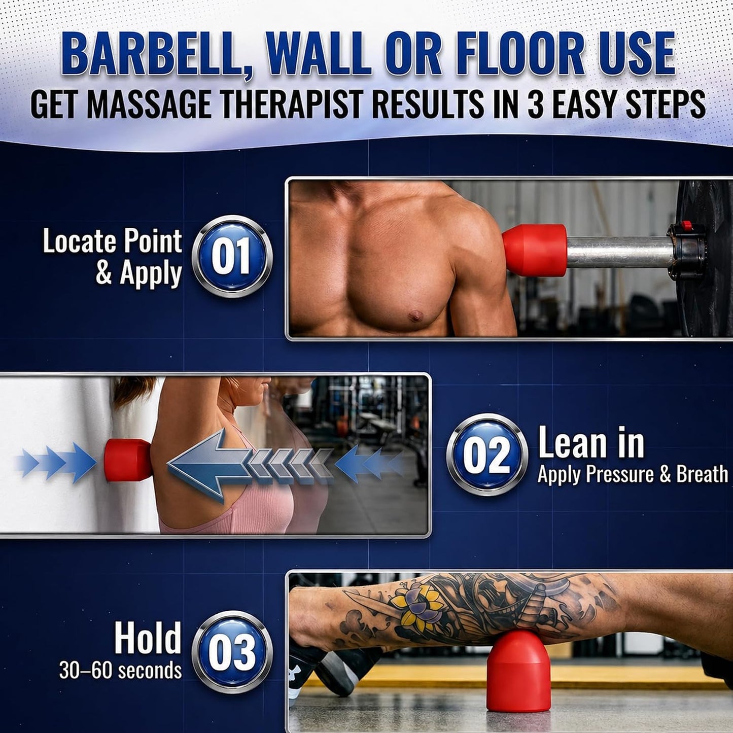 Muscle Trigger Silicone Barbell-Mounted Trigger Point Massage Tool for Back, Neck, Shoulders, Feet & Plantar Fasciitis Relief, Myofascial Release and Deep Tissue Muscle Recovery for Home and Gym | Back Neck Shoulders Plantar Fasciitis Myofascial Muscle