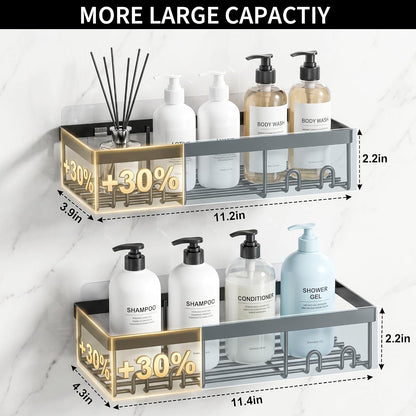 Moforoco Shower Caddy Shelf Organizer Rack, Self Adhesive Black Bathroom Shelves Basket, Home Farmhouse Wall Inside Organization and Storage Decor Rv Accessories, First Camper Apartment Essentials