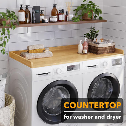 SpaceAid Washer Dryer Countertop, Laundry Wood Shelf Topper with Edge, 54" Width x 27.5" Depth Cover Guard Organizer for Washer and Dryer Laundry Hamper Counter Storage Organization (Black)