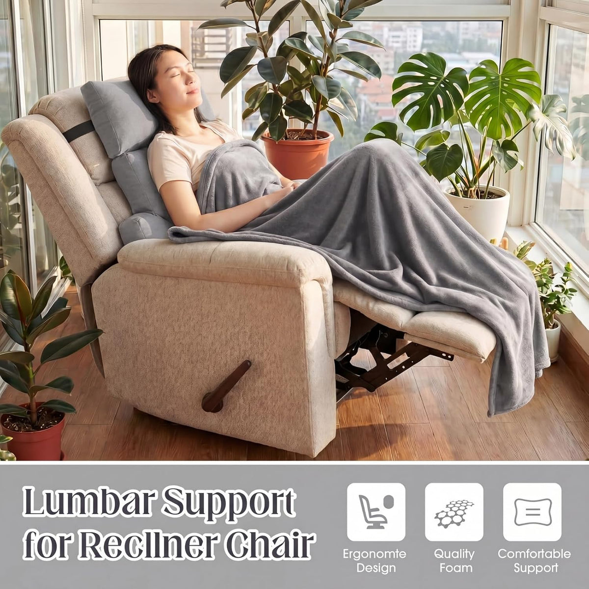 Novabright 2 Pcs Recliner Headrest Back Pillows for Back Support Pillow for Couch with Adjustable Recliners Pillow for Headrest for Chairs Sofa Couch and Bed (Dark Gray)