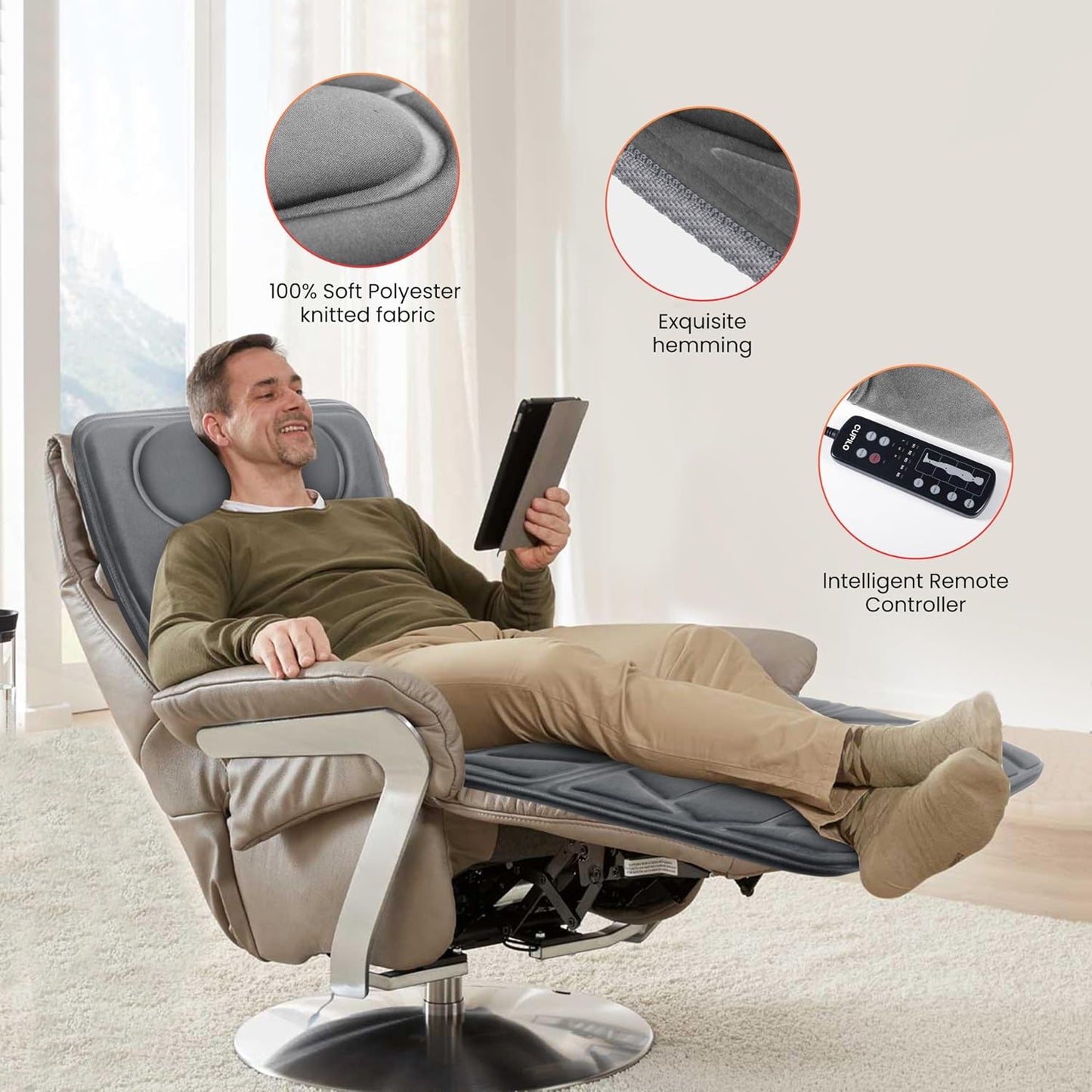 Heated Massage Mat for Bed, Back Massager with Heat & Vibration | Ultra-Soft Plush Massage Pad with 10 Motors, Body Massager for Couch, Recliner, Home, Birthday Gifts for Women Men Mom Dad