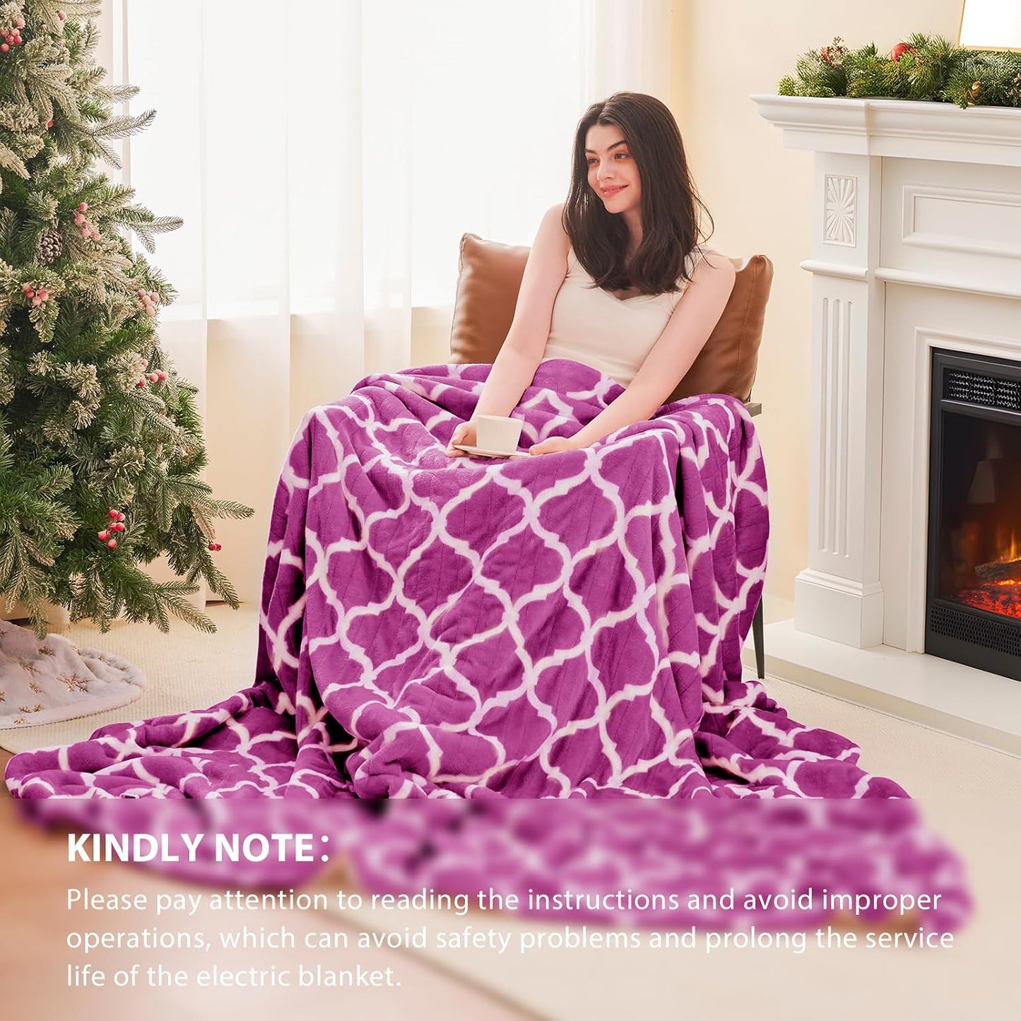 Homemate Heated Blanket Electric Throw - 50“x60“ Heating Blanket with 10 Fast Heat Levels 8 Hours Auto Off Soft Cozy Flannel Over-Heated Protection ETL Certification Keep Warming in Home | Throw with 10 Fast Heat Levels 8 Hours Auto Off Over-Heated