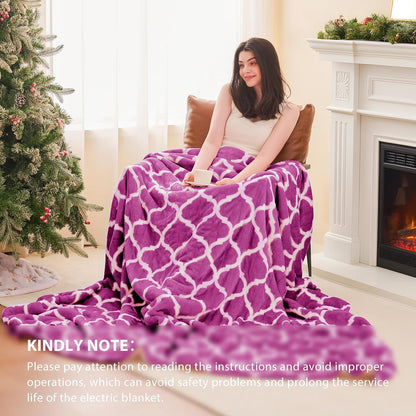 Homemate Heated Blanket Electric Throw - 50“x60“ Heating Blanket with 10 Fast Heat Levels 8 Hours Auto Off Soft Cozy Flannel Over-Heated Protection ETL Certification Keep Warming in Home | Throw with 10 Fast Heat Levels 8 Hours Auto Off Over-Heated