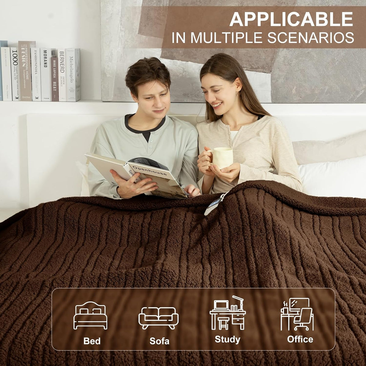 Heated Throw Blanket 50"X60", Soft Sherpa, 4 hrs Auto Shut Off