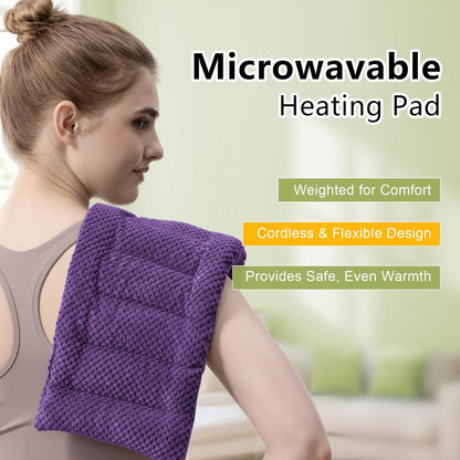 Weighted Microwave Heating Pad (1.8 LBS), 16x7 Inch Microwavable HotPack for Muscle Pain Relief Soothes Aches in Shoulders, Lower Back & Abdomen, Moist Heat Therapy Reusable