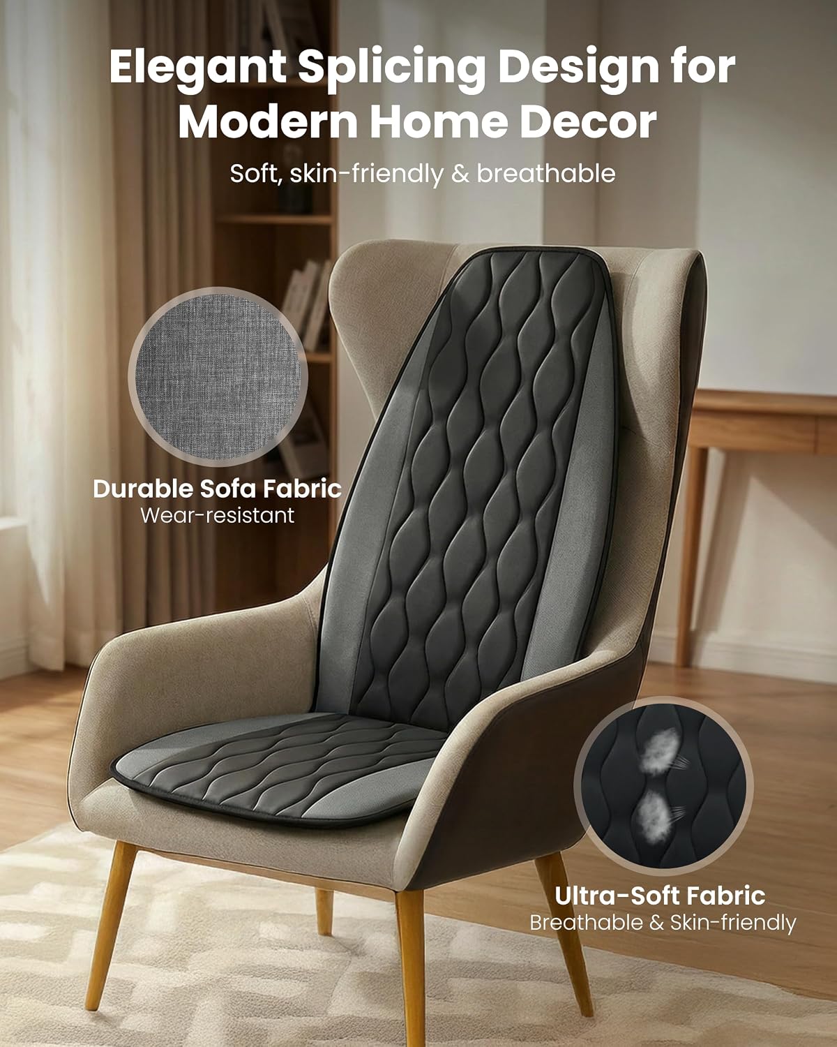 Massage Chair Pad,Back Massager with Heat,Massage Seat Cushion with 10 Vibration Motors,30-60-90 Minutes Heating Options,Chair Massager for Office Chair, Home Office Use, Relaxation Gift