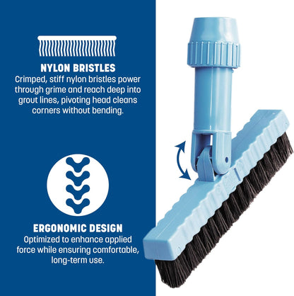 Carlisle Food Service Products Grout Line Brush with Swivel Head and Nylon Bristles for Cleaning Corners and Tile in Bathroom and Kitchen, 7.5", 1 Count, Black