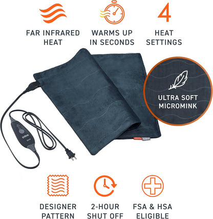 Pure Enrichment PureRelief Pro Far Infrared XL Heating Pad, 4 Heat Settings