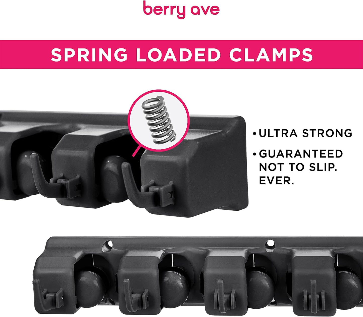 Broom Holder Wall Mount, Broom and Mop Organizer Wall Hanging Rack & Hanger | (Black) Broom Hanger Wall Mount, Mop and Broom Holder Wall Mount, Mop Holder, Hanger for Brooms and Mops, 5 Slots 6 Hooks