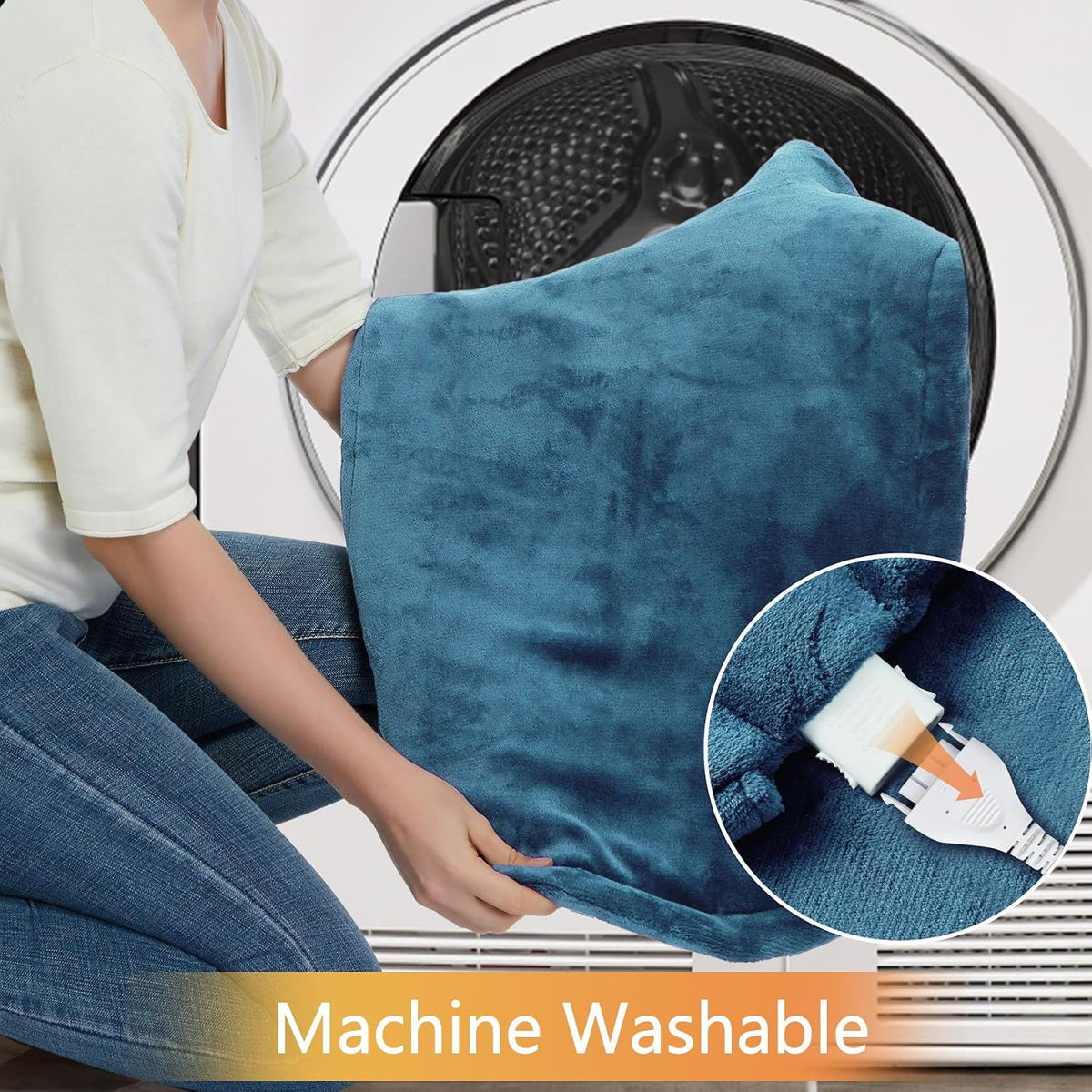 CAROMIO Massaging Heating Pad for Back Pain Relief, Neck and Shoulders