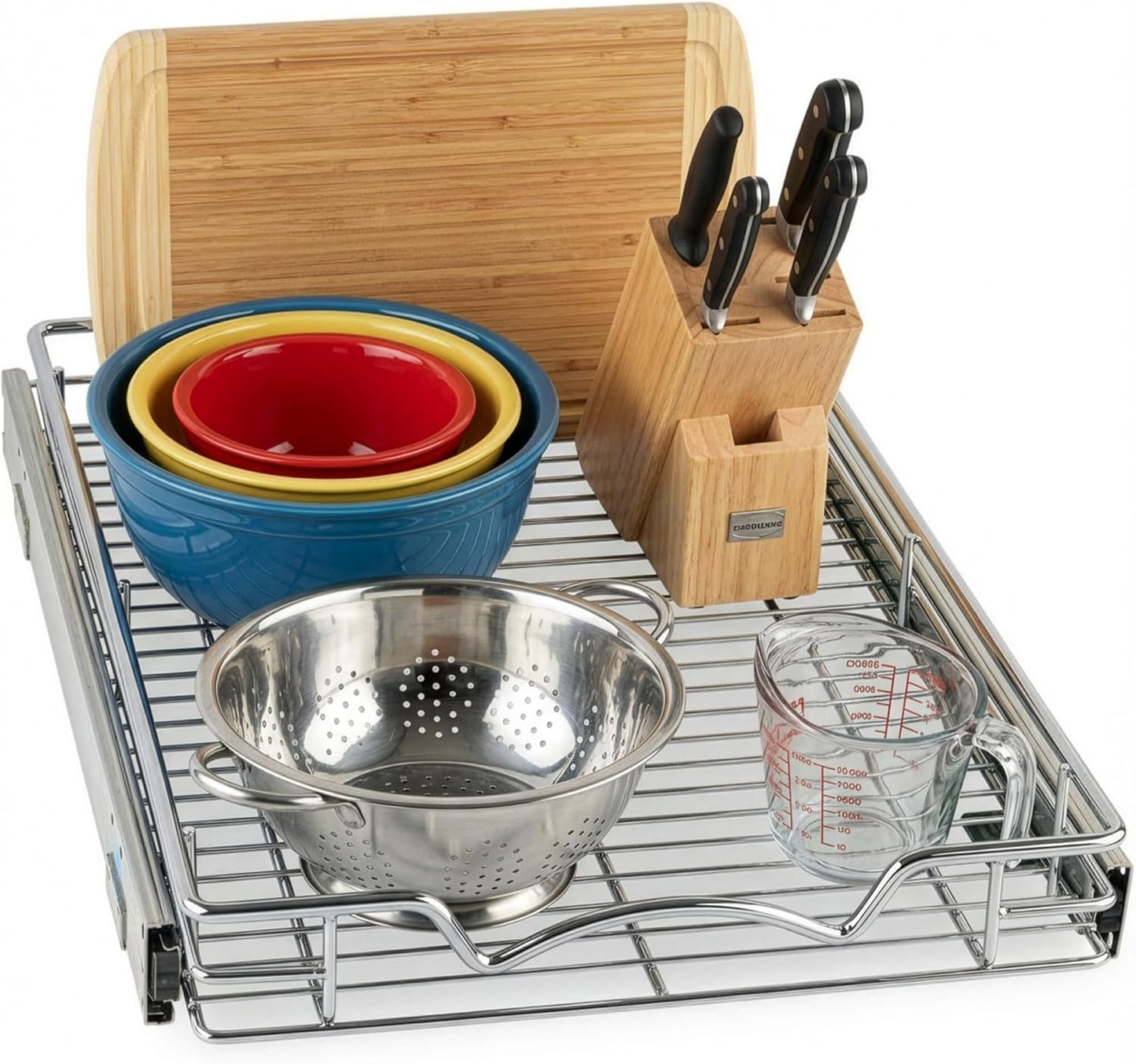 HOLDN’ STORAGE Pull Out Cabinet Organizer, 14”W x 21”D Cabinet Drawer | Heavy-Duty Caddy, Lifetime Limited Warranty, Steel Metal Cabinet Drawers, Chrome, Requires At Least 15-1/4” Cabinet Opening