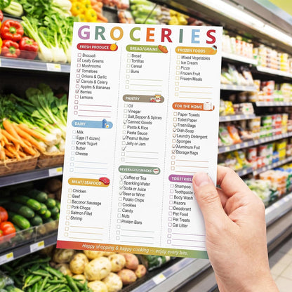 Thboxes 60 Sheets Magnetic Weekly Meal Planner for Fridge, Grocery List Pad | Tear-Off Shopping List, 7x10 In, Flower Design, Full Backing Grip, for Meal Prep, Kitchen, Families, Parents, Home Office