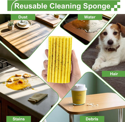 Jeymei Damp Clean Duster Sponge,4Pcs Grey Dust Sponge for Cleaning | Damp Dusting Sponge with Ridges,Baseboard Cleaning Tool,Reusable Wet Duster Sponge,Household Cleaning Sponges for Blinds