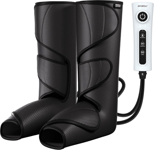CINCOM Leg Massager for Circulation and Pain Relief FSA - HSA | Air Compression Calf Foot Leg Massagers with 2 Modes 3 Intensities Adjustable Leg Wraps Gifts (with 2 Extensions)