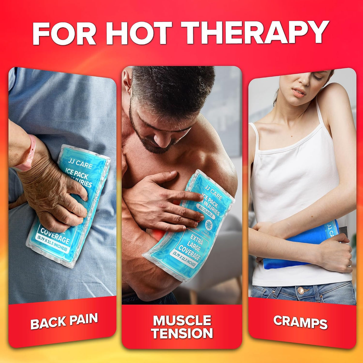 Ice Packs for Injuries Reusable (Pack of 2, XL) - Gel Ice Packs Reusable - Soft Ice Pack for Injuries with Wrap - Flexible Therapy, for Knee, Back, Neck, Wrist, & Ankle