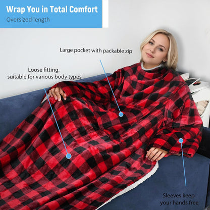 Catalonia Sherpa Wearable Blanket with Sleeves Arms