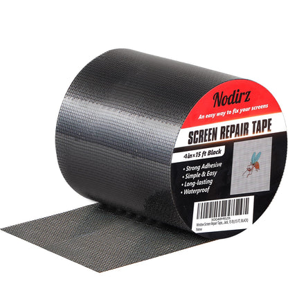 Window Screen Repair Tape, 2 in X 15 FT (180IN) Screen Repair Kit for Windows or Doors, Strong Adhesive Screen Patch Repair Kit Mesh Repair (Black, 15 FT)