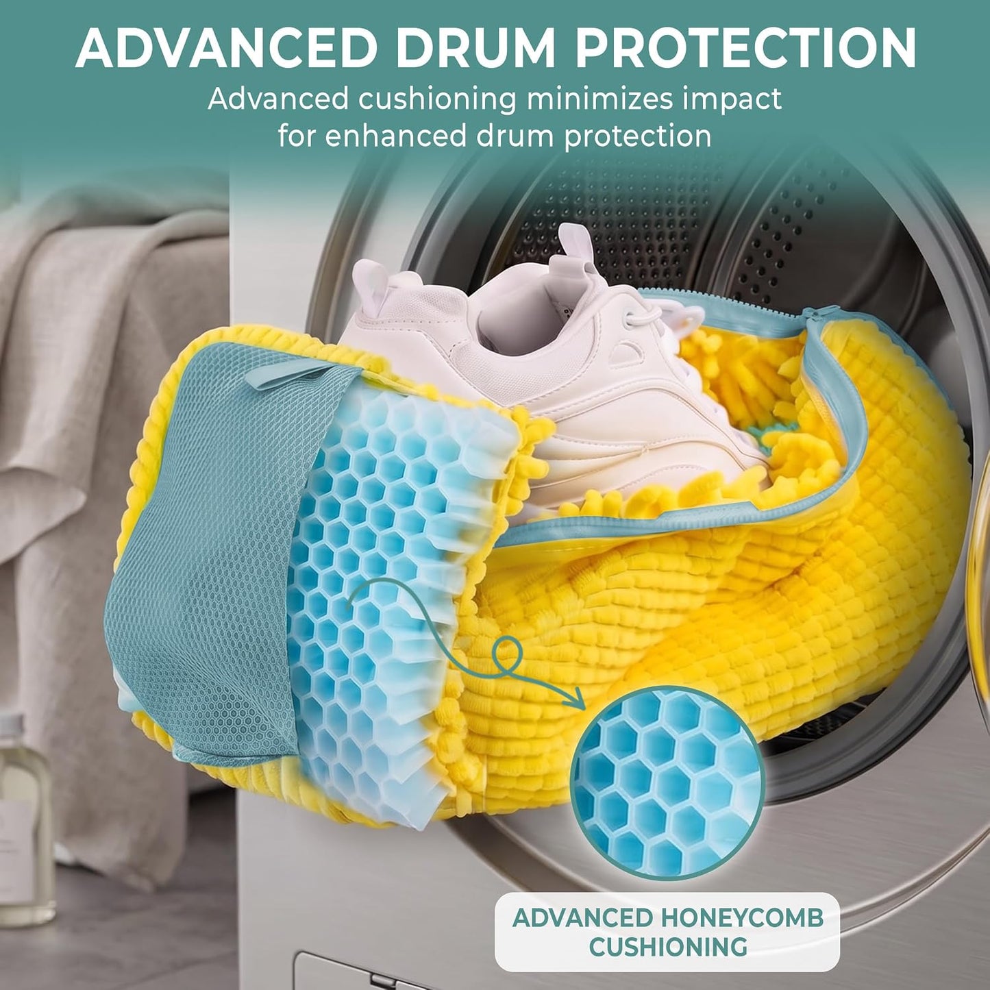 Shoe Washing Machine Bag 3PCS – Laundry Shoes Bag for Washer & Dryer | Reusable Shoe Cleaning Bag, 360° Deep Microfiber Clean,Self-Locking Zipper