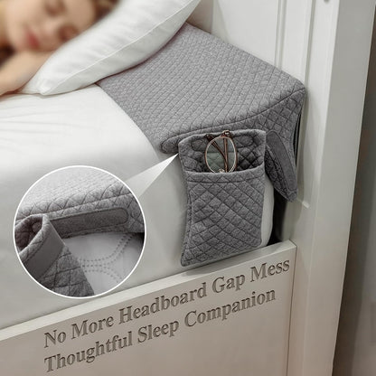JZHLLA Triangle Bed Gap Filler King, Prevent Items from Falling | High Density Foam Headboard Gap Filler Pillow with 2 PCS Pockets and Removable Washable Cover Grey