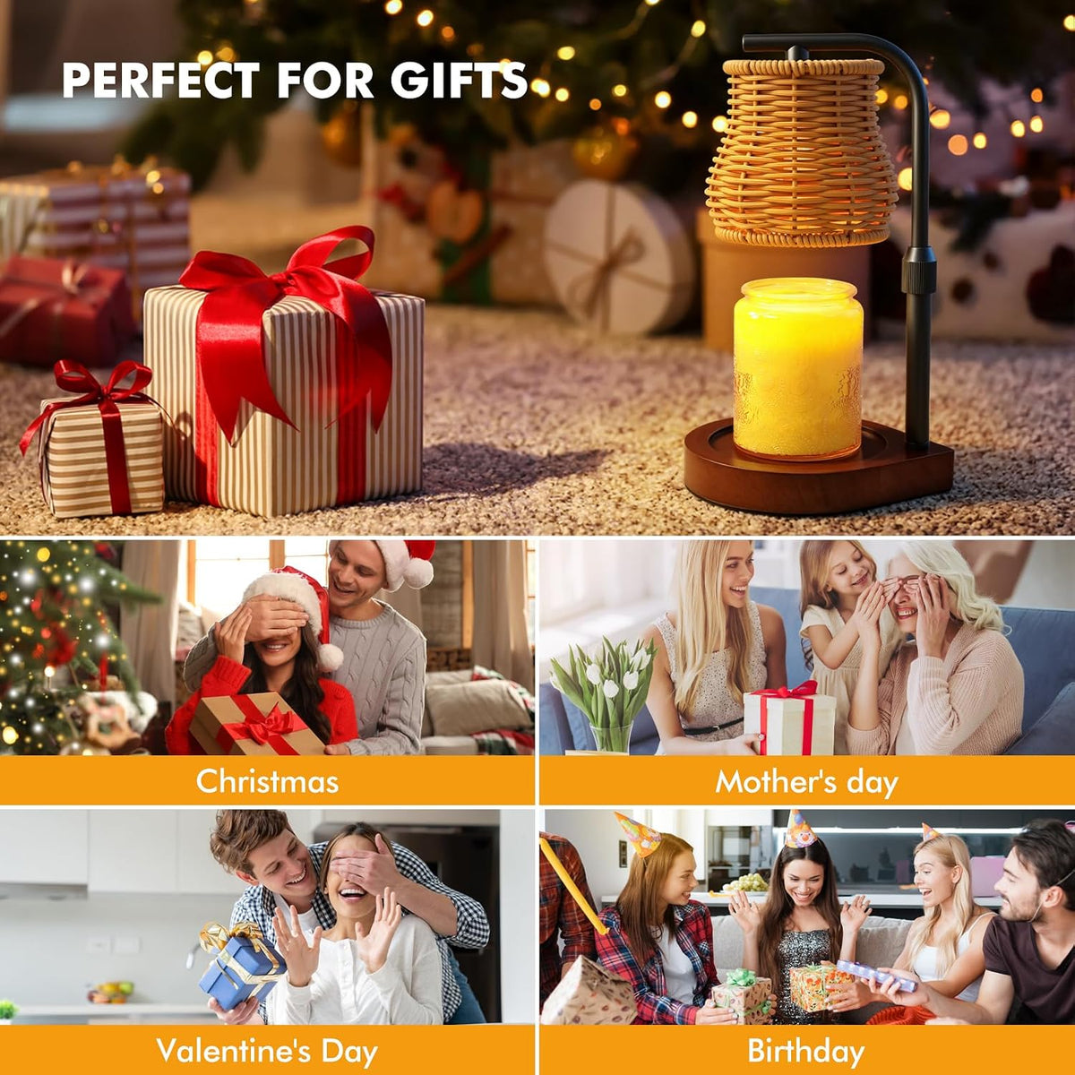 Candle Warmer Lamp with Timer & Dimmer- Electric Wax Melt Warmer with Adjustable Height for Scented Candles, Home Décor Fragrance and House Warming Birthday Gifts for Women Mom