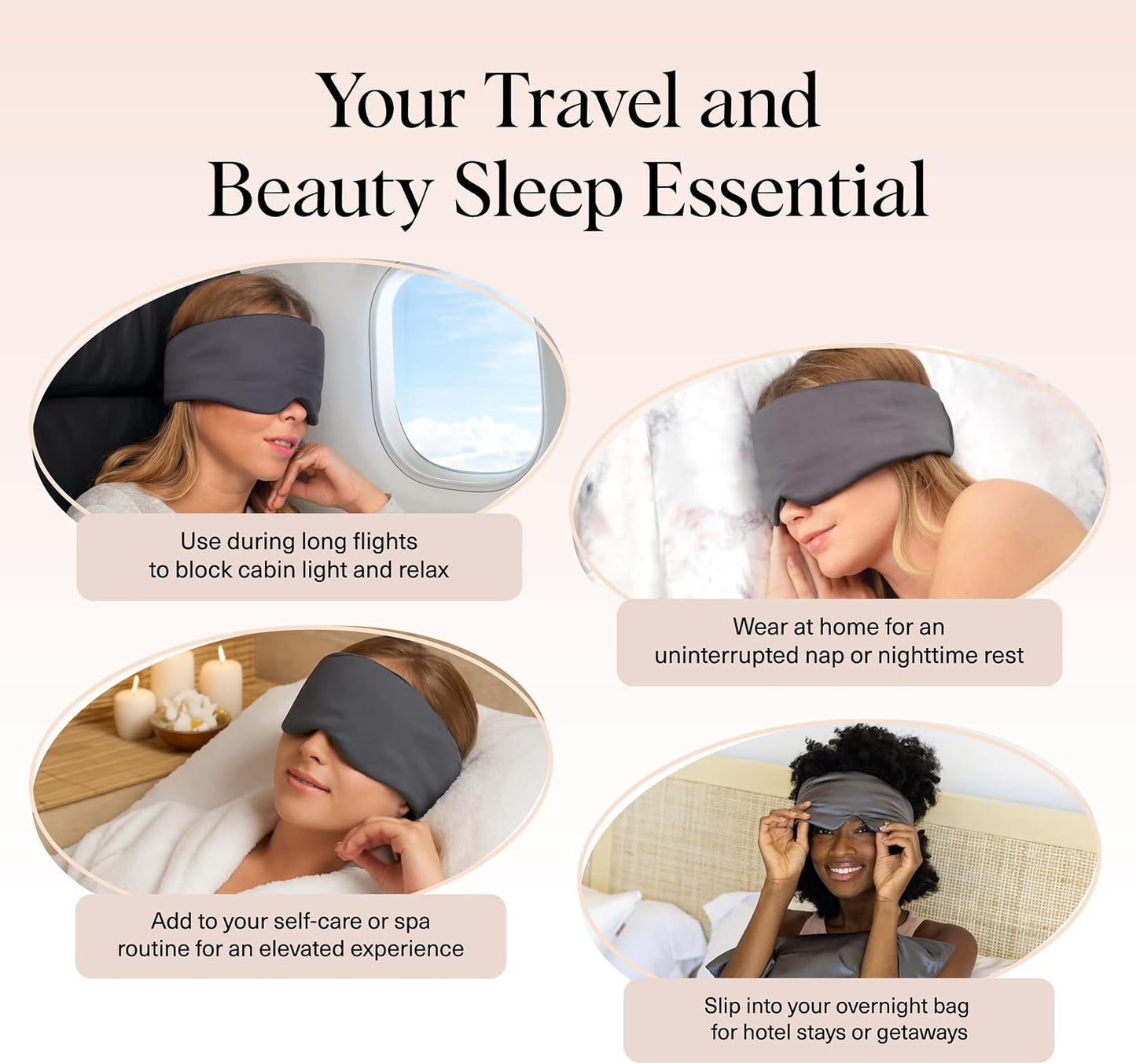 Kitsch Contour Satin Sleep Mask | Eye Masks for Sleep - Blush | Softer Than Silk Sleep Mask, Blindfold Sleep Masks for Women & Men, No Eye Pressure, Lightweight Eye Mask, Travel Essentials