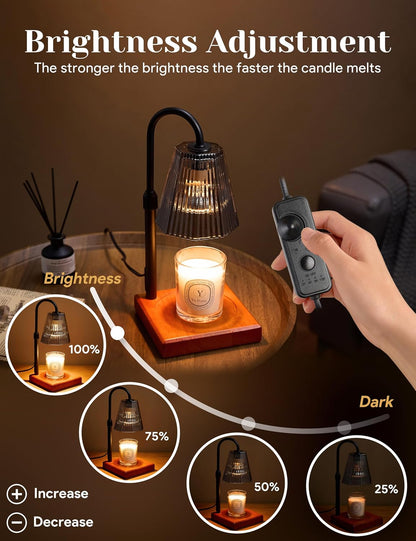 Candle Warmer Lamp Gold, Home Decor, Brithday Gifts for Women Mom | Stepless Brightness Adjustment, 24-Hr Cycle Timer, Adjustable Height for Candles, Includes 2 Bulbs, for Bedroom Living Room