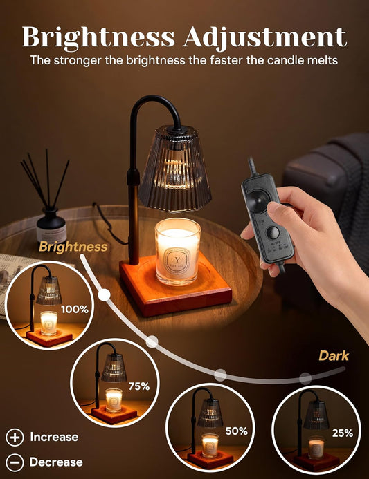 Candle Warmer Lamp Gold, Home Decor, Brithday Gifts for Women Mom | Stepless Brightness Adjustment, 24-Hr Cycle Timer, Adjustable Height for Candles, Includes 2 Bulbs, for Bedroom Living Room