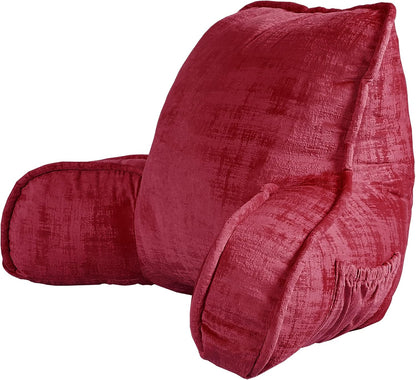 DIY Assembly Art Velvet Backrest Reading Bed Rest Pillow with Arms & Pockets, 18" H for Sitting in Bed Couch Sofa, Back Support Cushion with Removable Cover, 20"x18"x17", Aqua