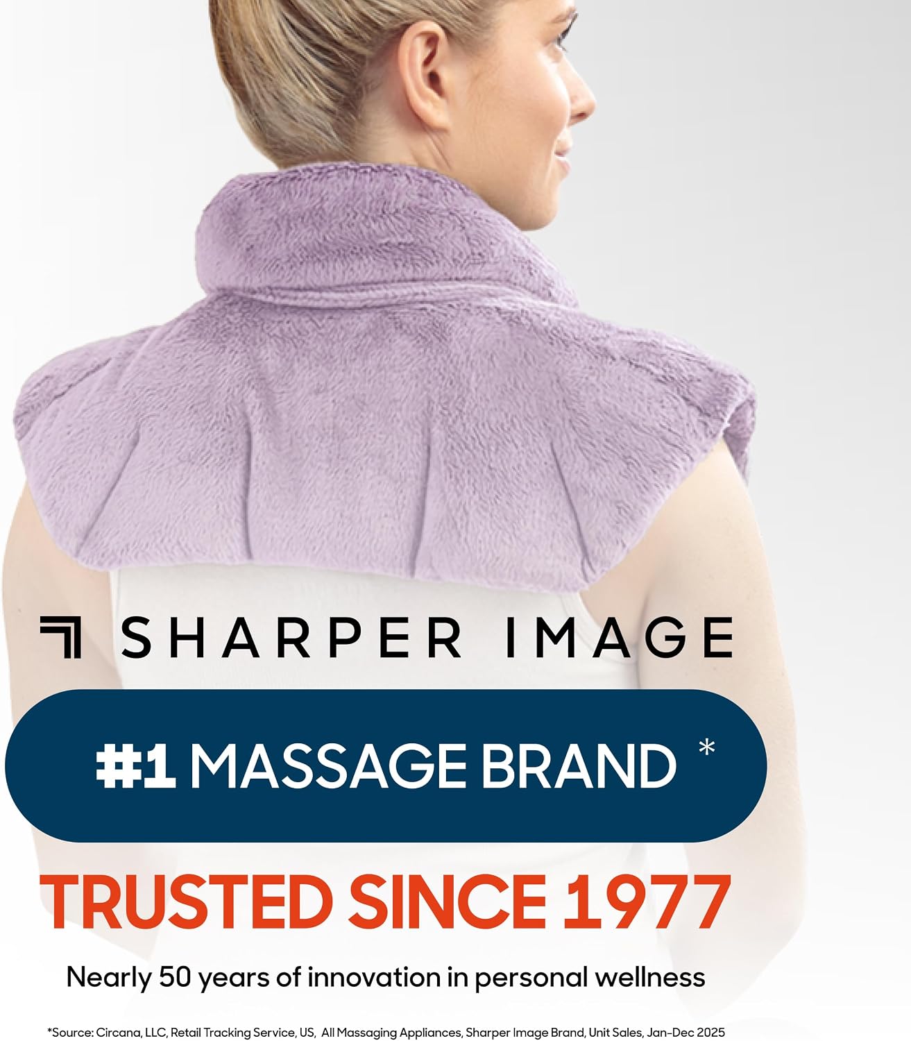 Sharper Image Heated Neck & Shoulder Wrap - Microwavable Warm & Cooling Plush Pad, Scented Aromatherapy (100% Natural Lavender & Herb Spa Blend), Pain Tension Headache Relief Therapy, Gift for Women