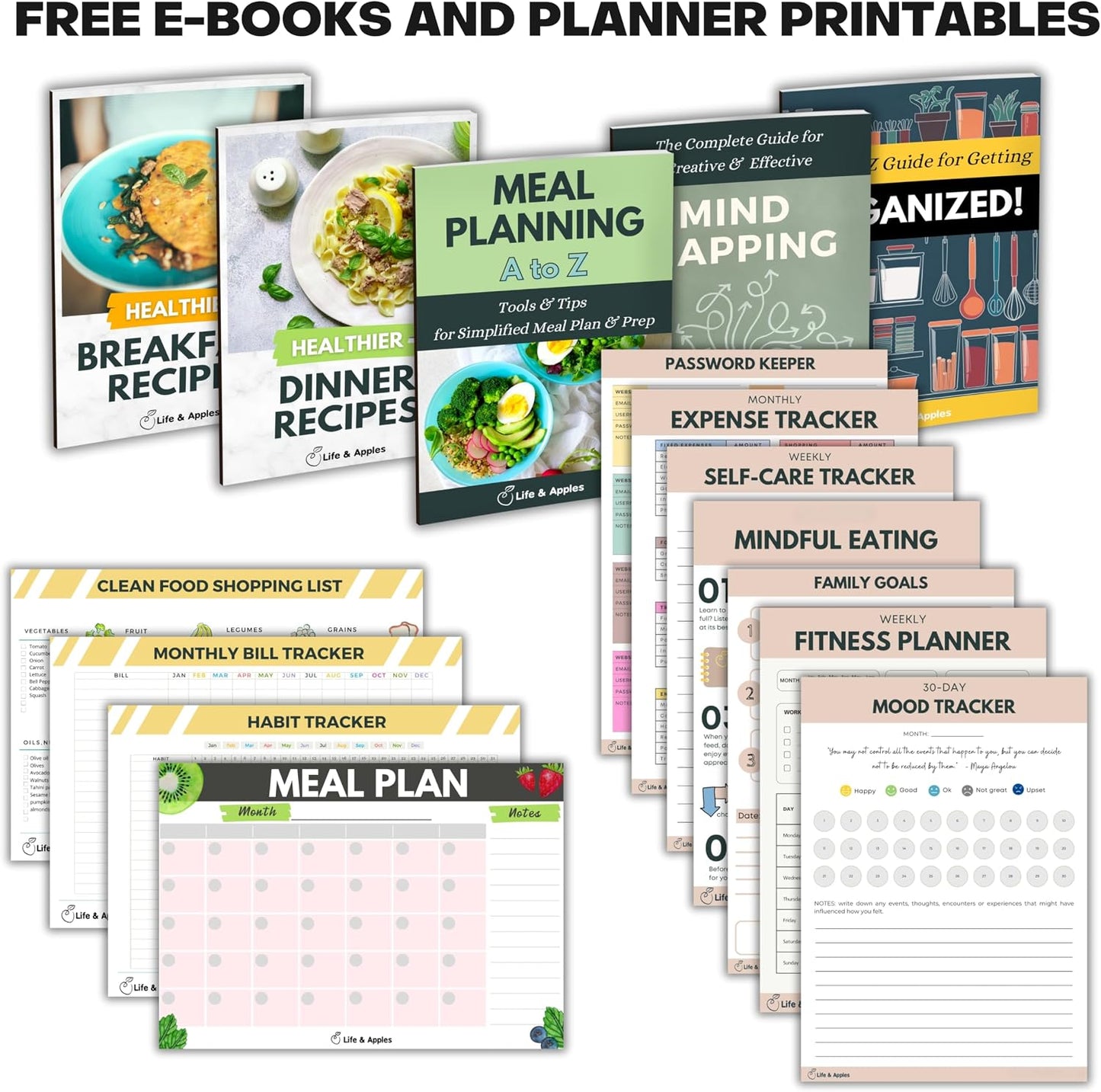 Life & Apples Weekly Meal Planner Notebook with Grocery List, Forest | Meal Planning Notebook, Meal Prep Journal and Food Planner to Organize a Weekly Menu, Grocery List and Family Meals