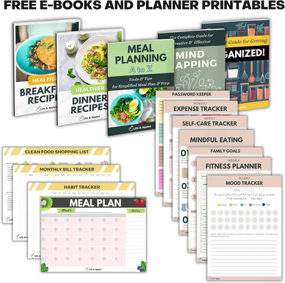 Life & Apples Weekly Meal Planner Notebook with Grocery List, Forest | Meal Planning Notebook, Meal Prep Journal and Food Planner to Organize a Weekly Menu, Grocery List and Family Meals