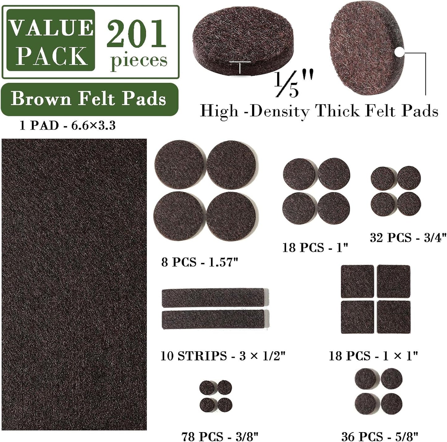 Fursafe&Q Felt Furniture Pads, Furniture Felt Pads for Hardwood Floors -Self Adhesive Chair Leg Floor Protectors, Protect Your Floors from Nicks, Bumps and Scratch,96 Pcs Round Cabinet Door Bumper