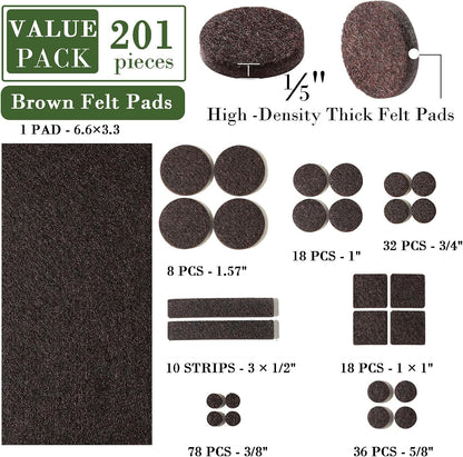 Fursafe&Q Felt Furniture Pads, Furniture Felt Pads for Hardwood Floors -Self Adhesive Chair Leg Floor Protectors, Protect Your Floors from Nicks, Bumps and Scratch,96 Pcs Round Cabinet Door Bumper