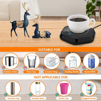 Coffee Mug Warmer: Smart Beverage Heating Plate Candle Wax Cup Warmer Electric Thermostat Coaster for Hot Coffee Milk Tea Water Cocoa Desk Home Office Use (R1 Black)
