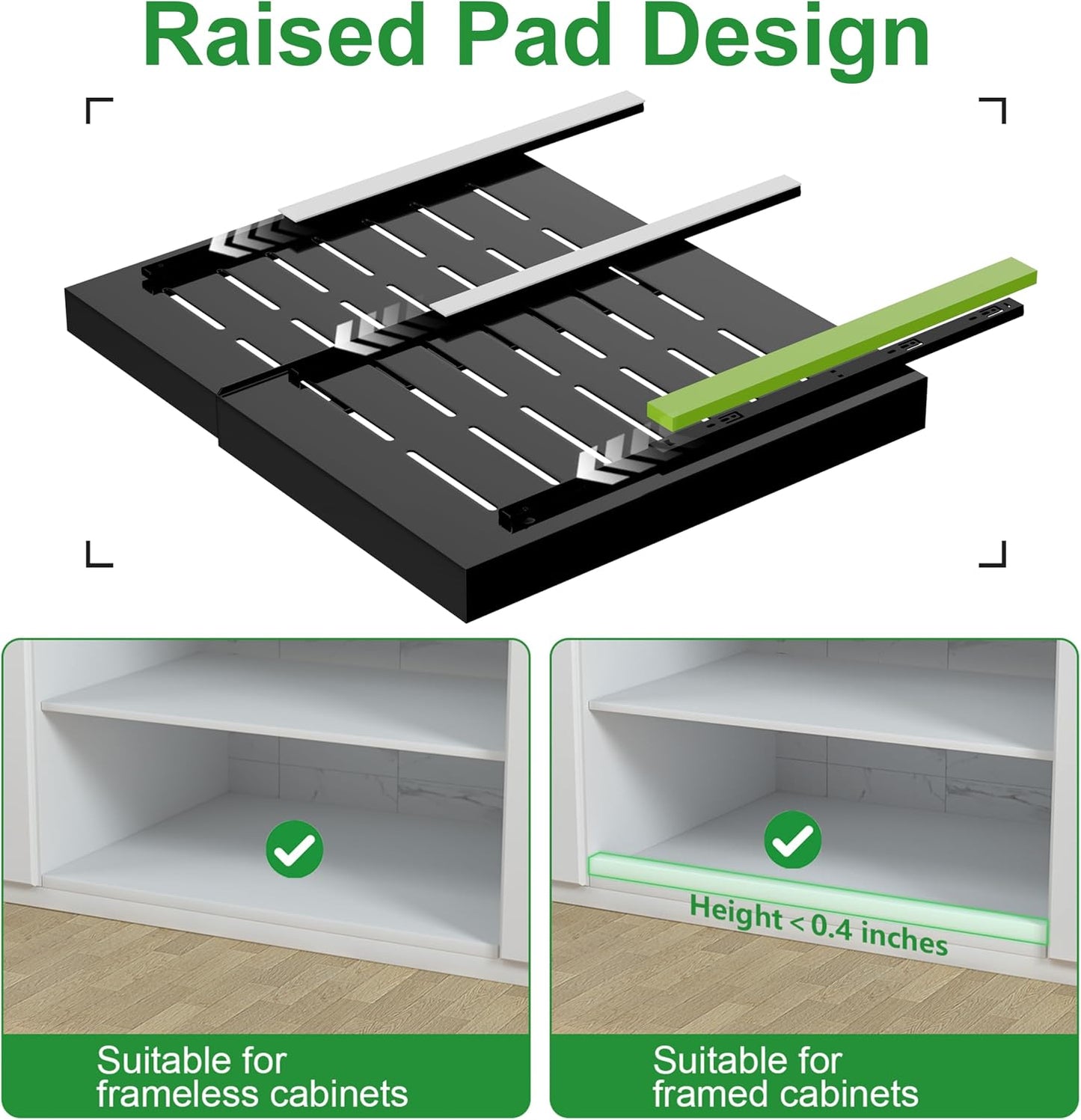 PAKETA 4 Pack Expandable Pull Out Cabinet Organizer,21" Deep | Pull Out Drawers for Cabinets with width from 12" to 20",Sliding Drawers for Cabinets with Upgrade 3 Slide Rails,hold 65 lbs