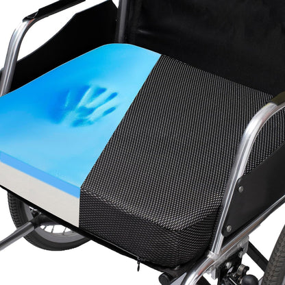 Ifoam Gel Infused Memory Foam Layer Wheelchair Cushion - Seat Cushion for Wheelchair-OfficeChair, Kitchen Chair-Pressure Sore and Tailbone Pain Relief-High Dense Polyfoam Base (Black,18x16x3 inch)