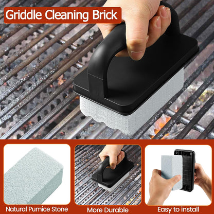Heavy Duty Griddle Cleaning Brick with Handle | Grill Cleaner for Cleaning Flat top, Pumice Griddle Cleaning Stone Removing Stains for BBQ, Swimming Pool, Sink(5 Pack)