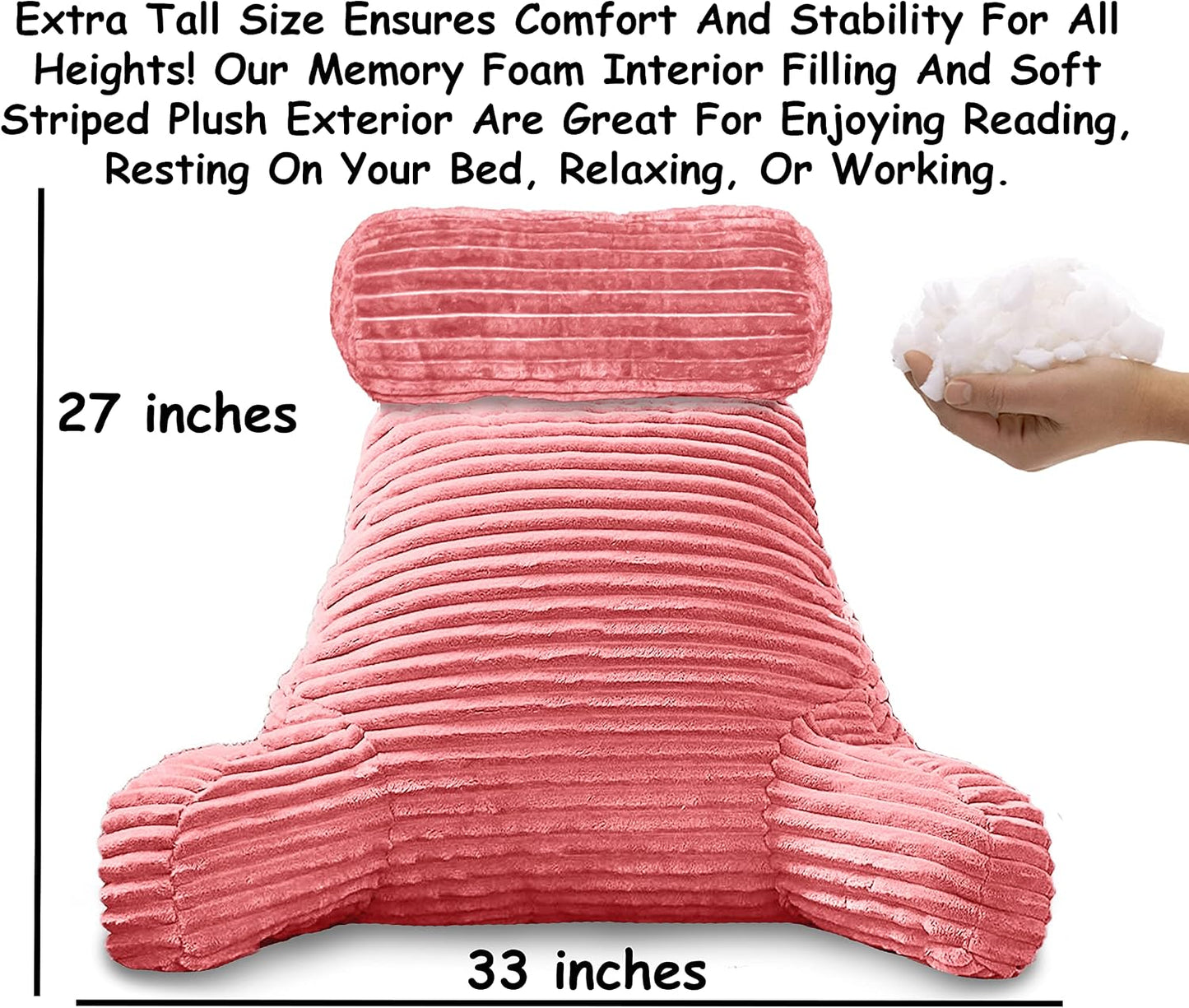 Homie Reading Pillow with Reading Light and Wrist Support, Has Arm Rests, and Back Support for Bed Rest, Lounging, Reading, Working on Laptop, Watching TV (Gray)