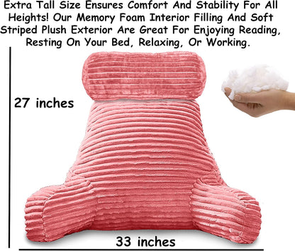 Homie Reading Pillow with Reading Light and Wrist Support, Has Arm Rests, and Back Support for Bed Rest, Lounging, Reading, Working on Laptop, Watching TV (Gray)