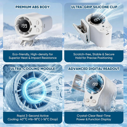 Clip On Fan with Led Display,Portable Ac for Car,16°C Cooling System, 360° Rotation &199 Speeds Adjustable Mini Car Fan Personal Portable Car Clip-On Air Conditioner Fan for Office Cars Outdoor